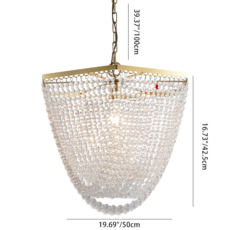 Suspension luminaire traditionnel de luxe en forme de goutte en fer avec cristal à 1 lumière pour salon 