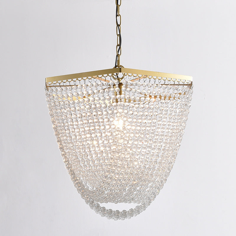 Suspension luminaire traditionnel de luxe en forme de goutte en fer avec cristal à 1 lumière pour salon 