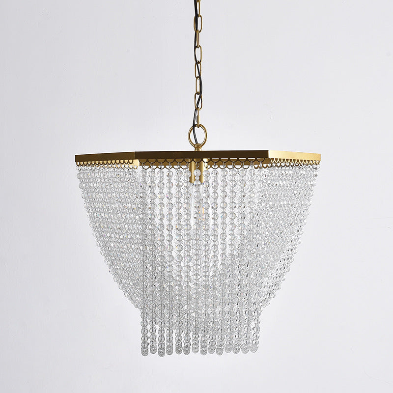 Suspension luminaire traditionnel de luxe en forme de goutte en fer avec cristal à 1 lumière pour salon 