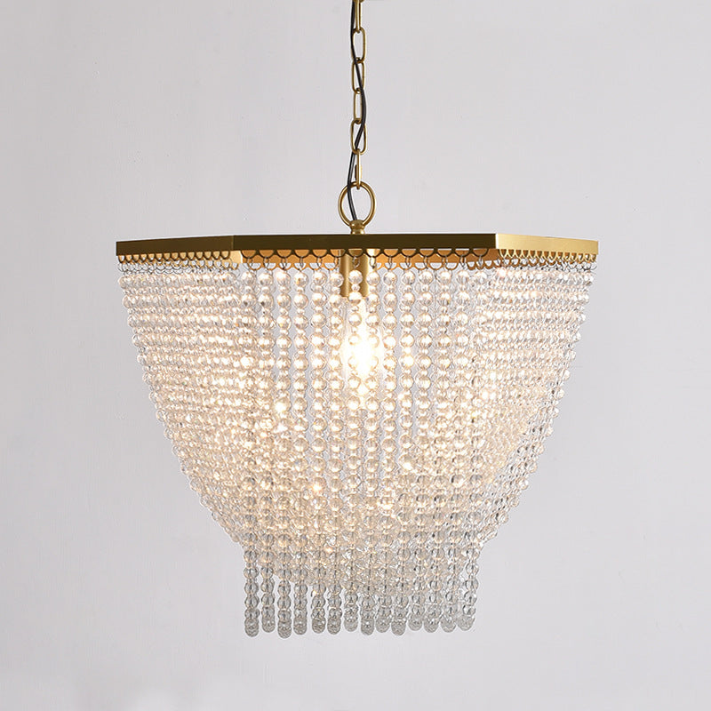 Suspension luminaire traditionnel de luxe en forme de goutte en fer avec cristal à 1 lumière pour salon 