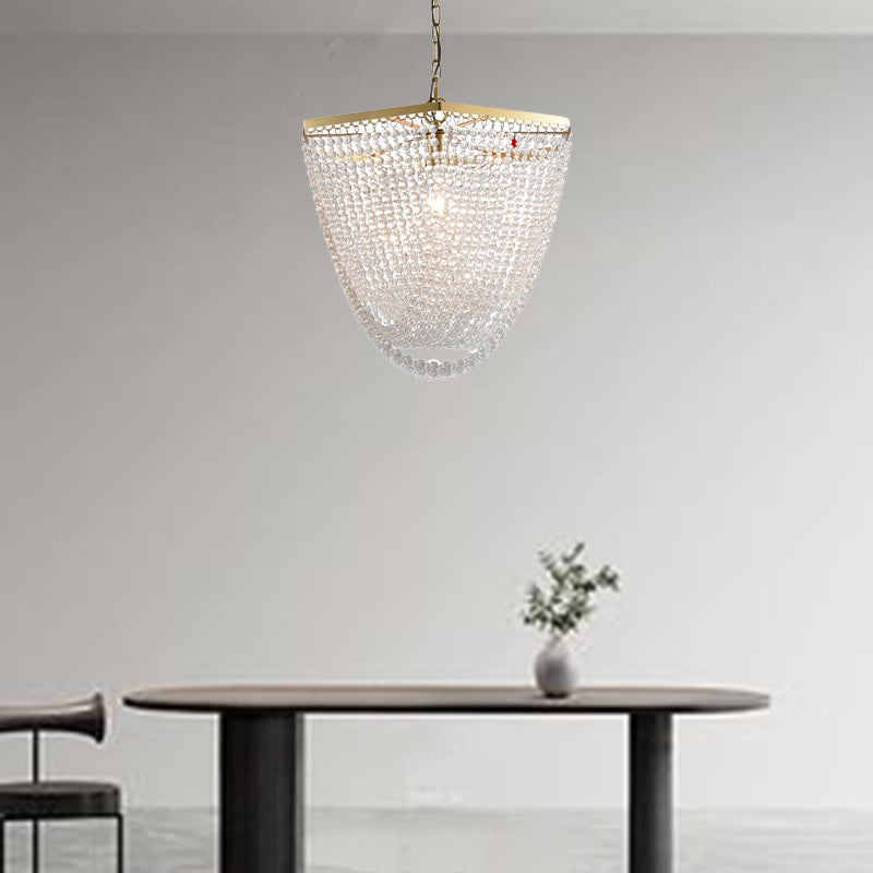 Suspension luminaire traditionnel de luxe en forme de goutte en fer avec cristal à 1 lumière pour salon 