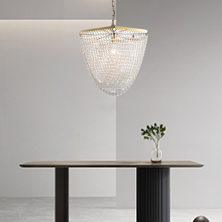 Suspension luminaire traditionnel de luxe en forme de goutte en fer avec cristal à 1 lumière pour salon 