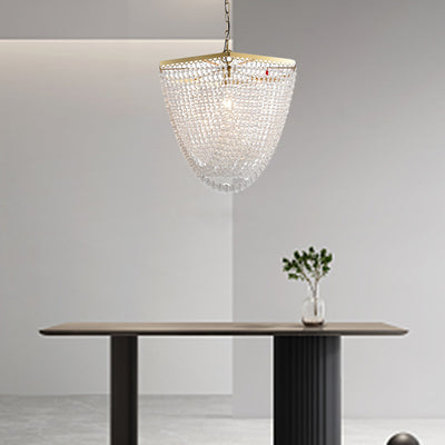 Suspension luminaire traditionnel de luxe en forme de goutte en fer avec cristal à 1 lumière pour salon 