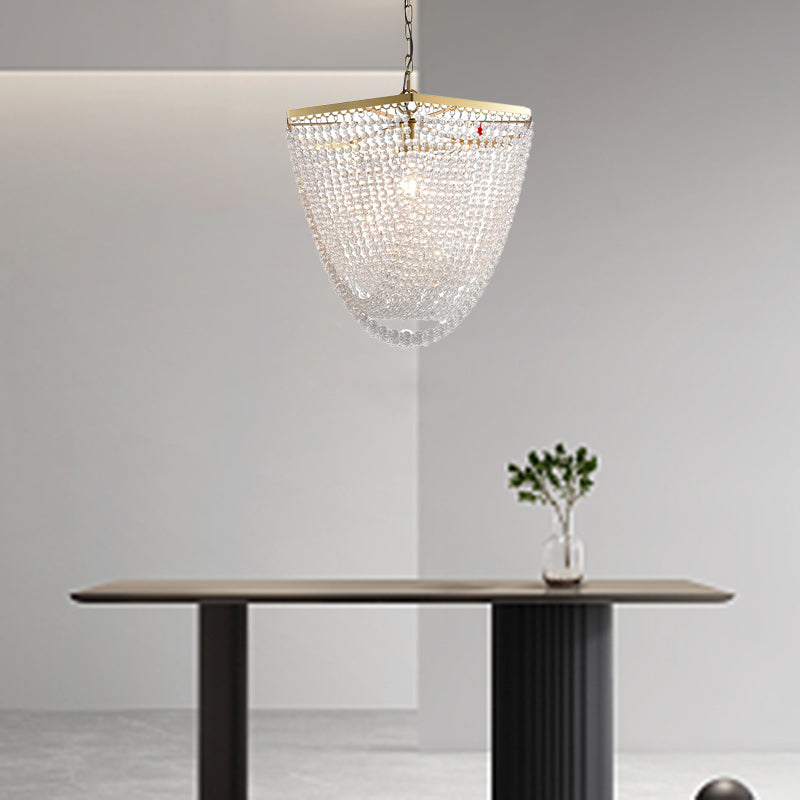 Suspension luminaire traditionnel de luxe en forme de goutte en fer avec cristal à 1 lumière pour salon 