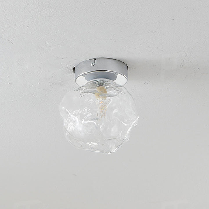 Contemporary Nordic Irregular Cube Iron Glass 1-Light Semi-Flush Mount Ceiling Light For Living Room