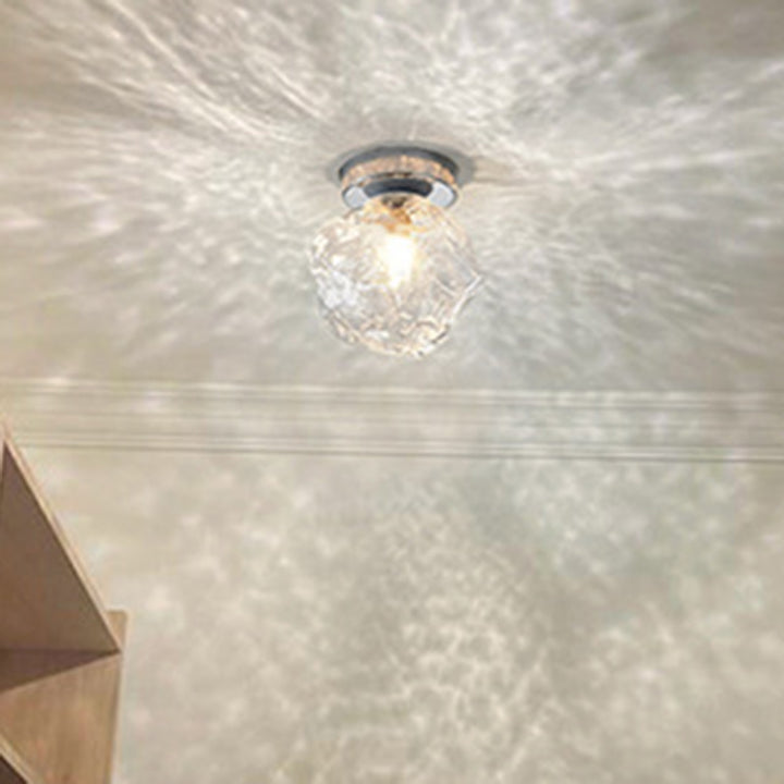 Contemporary Nordic Irregular Cube Iron Glass 1-Light Semi-Flush Mount Ceiling Light For Living Room