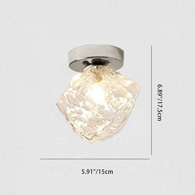 Contemporary Nordic Irregular Cube Iron Glass 1-Light Semi-Flush Mount Ceiling Light For Living Room