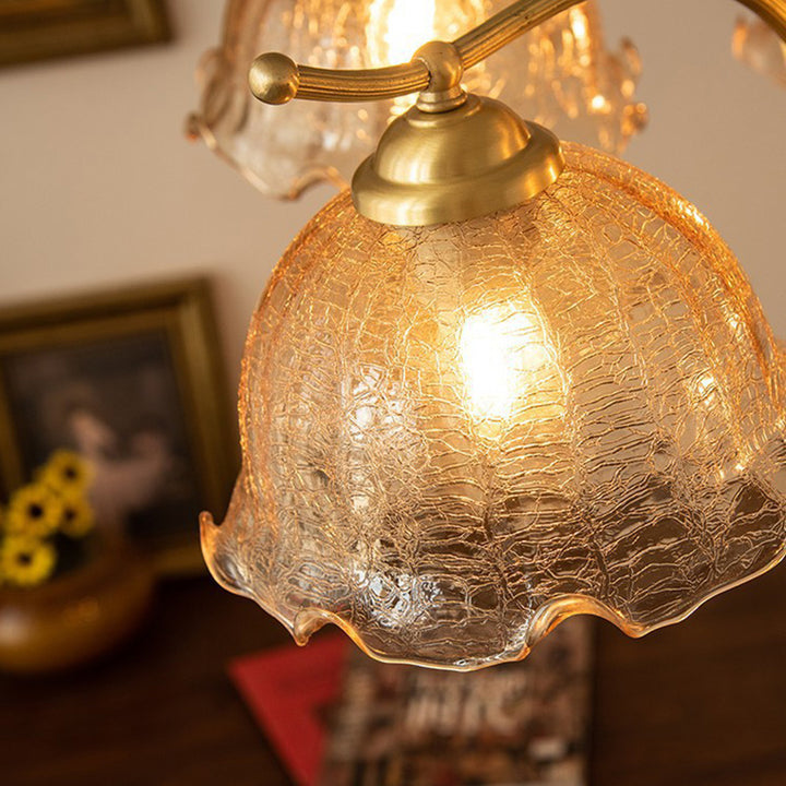 Dôme traditionnel français en cuivre, bois et verre, lustre à 3/5 lumières pour salon 