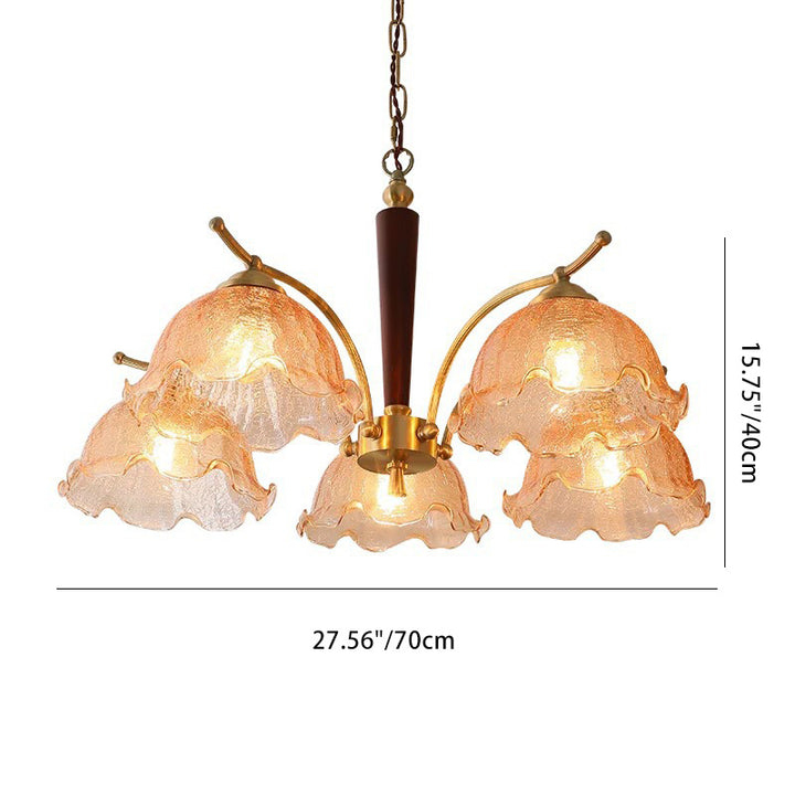 Dôme traditionnel français en cuivre, bois et verre, lustre à 3/5 lumières pour salon 