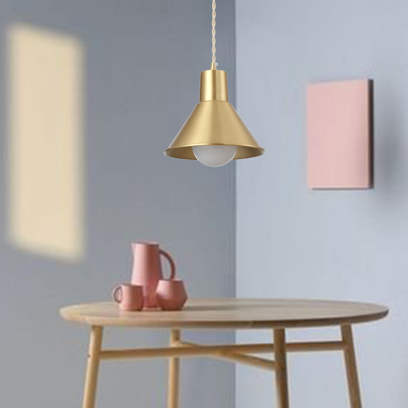 Contemporary Scandinavian Drum Copper 1-Light Pendant Light For Living Room
