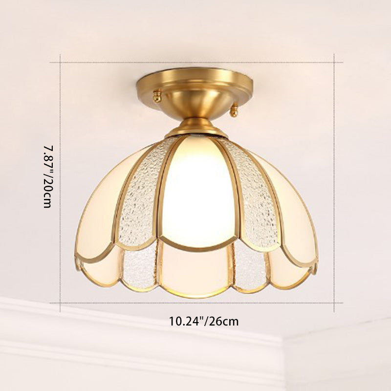 Plafonnier semi-encastré en verre de cuivre en forme de dôme de luxe contemporain pour salon 