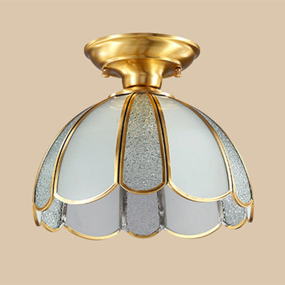 Plafonnier semi-encastré en verre de cuivre en forme de dôme de luxe contemporain pour salon 