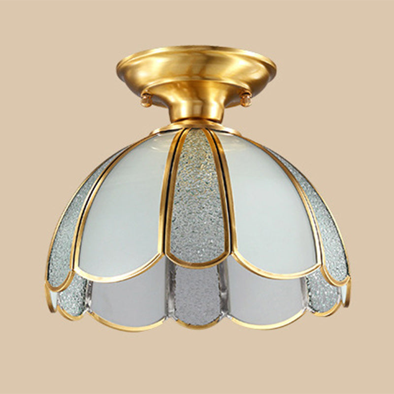 Plafonnier semi-encastré en verre de cuivre en forme de dôme de luxe contemporain pour salon 