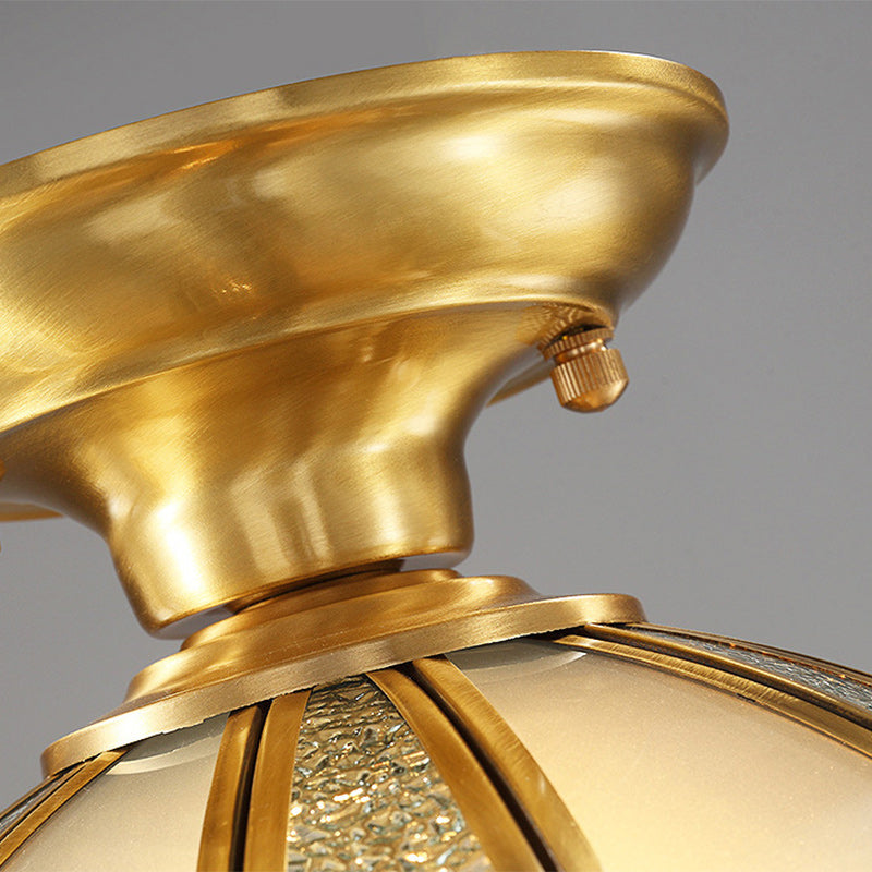 Plafonnier semi-encastré en verre de cuivre en forme de dôme de luxe contemporain pour salon 
