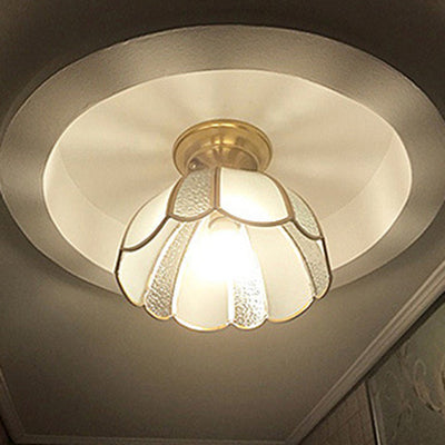 Plafonnier semi-encastré en verre de cuivre en forme de dôme de luxe contemporain pour salon 