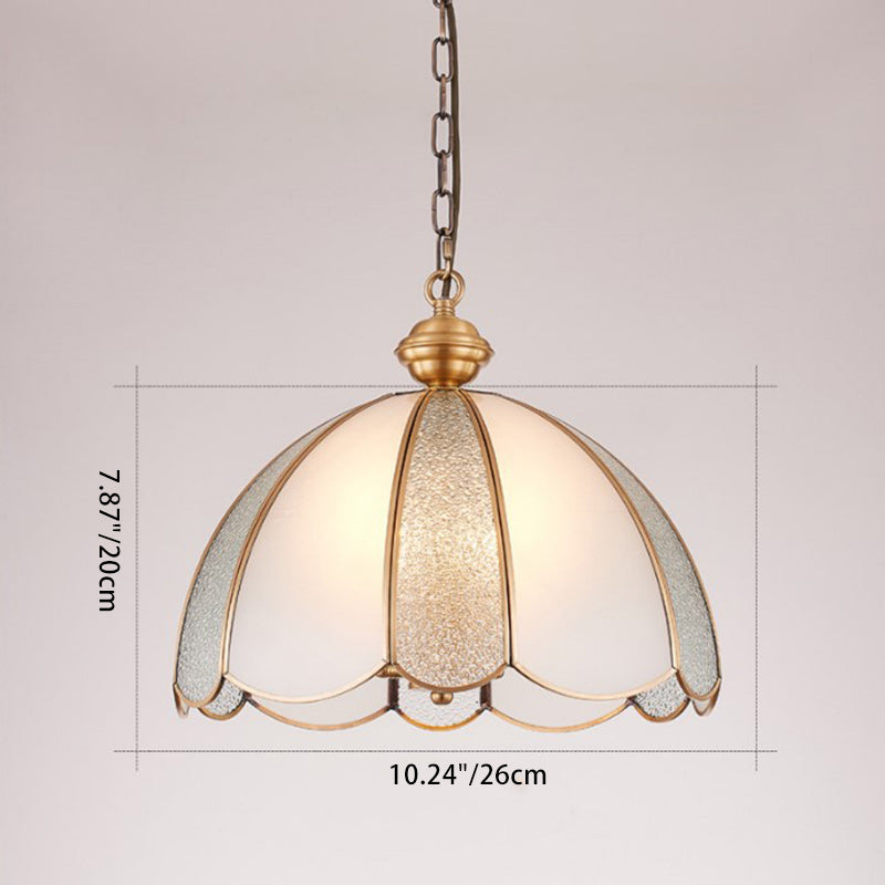 Dôme de Luxe Contemporain en Verre Cuivre Suspension 1 Lumière pour Salon 
