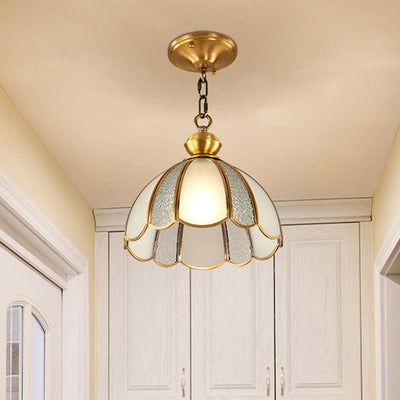 Dôme de Luxe Contemporain en Verre Cuivre Suspension 1 Lumière pour Salon 