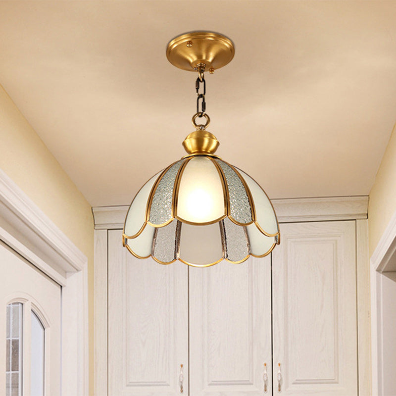 Dôme de Luxe Contemporain en Verre Cuivre Suspension 1 Lumière pour Salon 