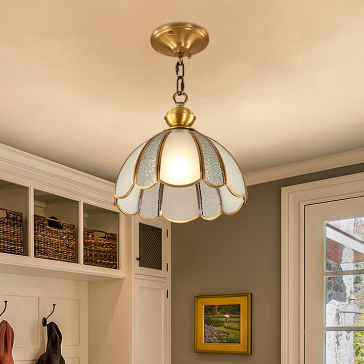 Lámpara colgante de vidrio de cobre de lujo contemporáneo de 1 luz para sala de estar 