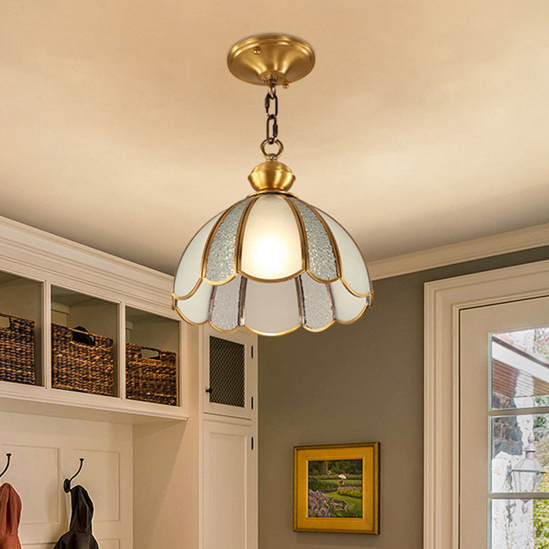 Dôme de Luxe Contemporain en Verre Cuivre Suspension 1 Lumière pour Salon 