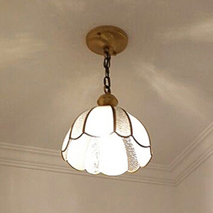 Lámpara colgante de vidrio de cobre de lujo contemporáneo de 1 luz para sala de estar 
