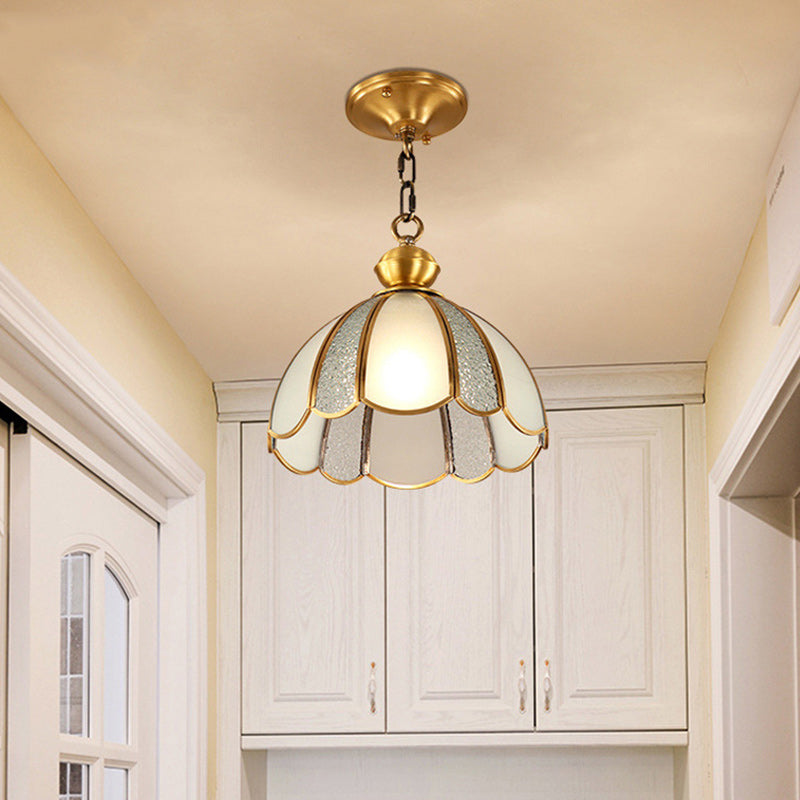 Dôme de Luxe Contemporain en Verre Cuivre Suspension 1 Lumière pour Salon 