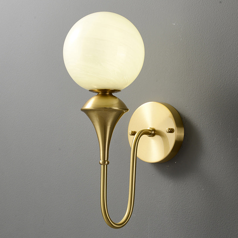 Traditional French Globe Copper Glass 1-Light Wall Sconce Lamp For Living Room