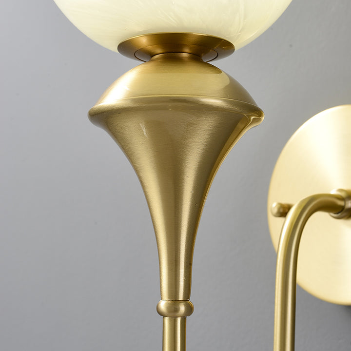 Traditional French Globe Copper Glass 1-Light Wall Sconce Lamp For Living Room