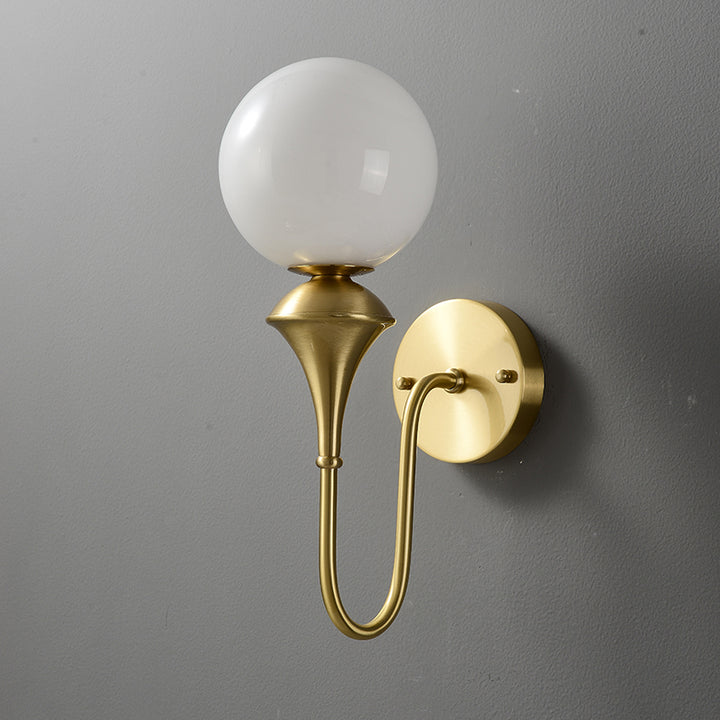 Traditional French Globe Copper Glass 1-Light Wall Sconce Lamp For Living Room