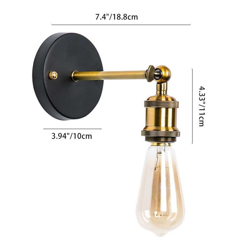 Traditionelle rustikale Säulen-Eisen-Wandleuchte mit 1 Licht für das Wohnzimmer 