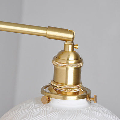 Traditional Japanese Round Copper Ceramic 1-Light Wall Sconce Lamp For Living Room