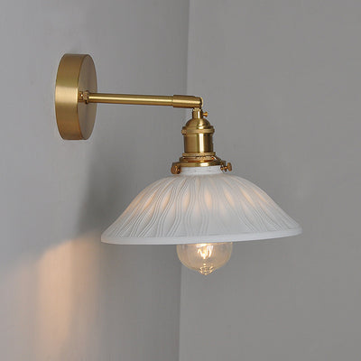 Traditional Japanese Round Copper Ceramic 1-Light Wall Sconce Lamp For Living Room