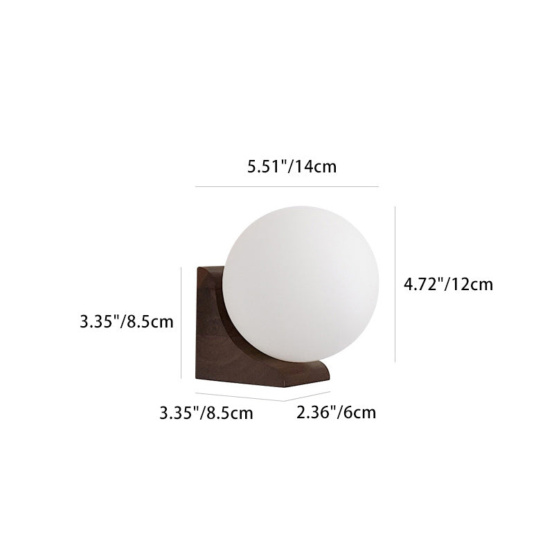 Lampe murale à globe en bois et verre japonais traditionnel à 1 lumière pour salon 