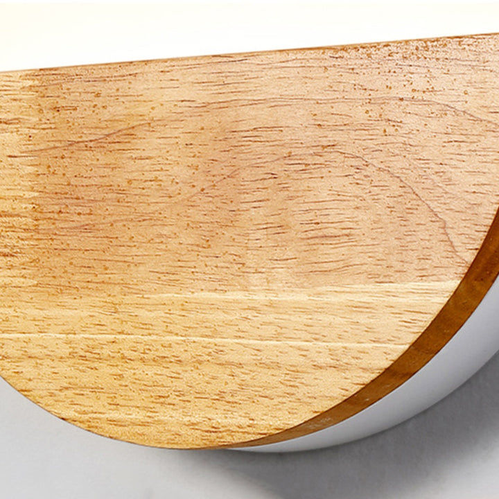 Zeitgenössische nordische runde Holz-Acryl-LED-Wandleuchte für das Wohnzimmer 