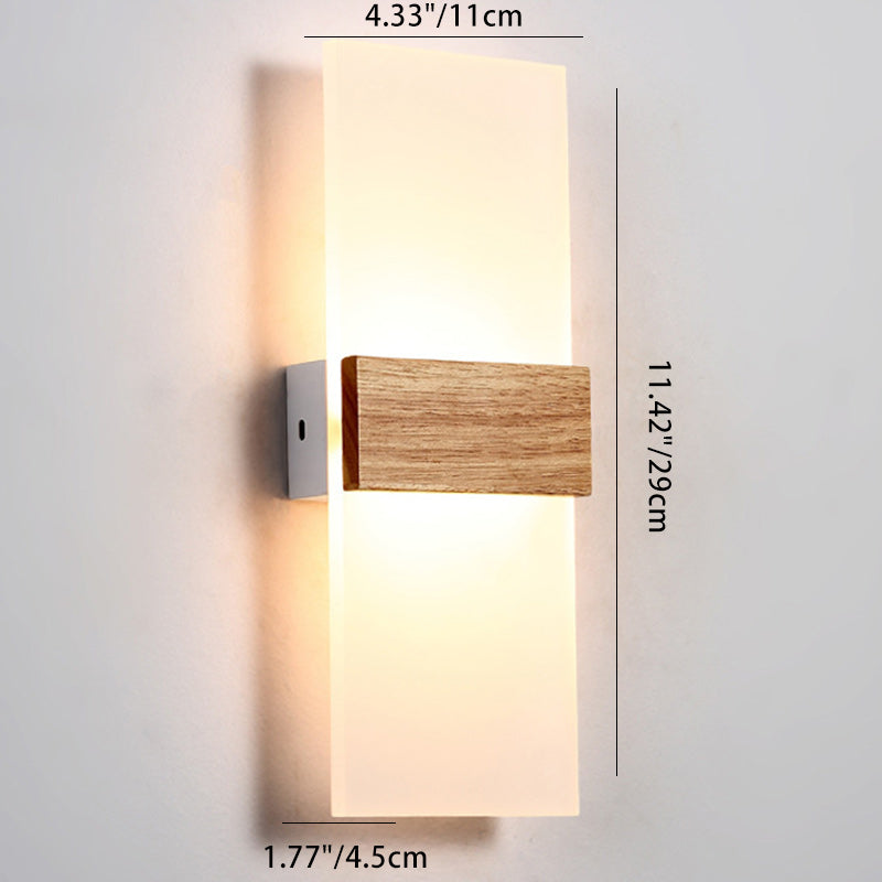 Zeitgenössische nordische runde Holz-Acryl-LED-Wandleuchte für das Wohnzimmer 