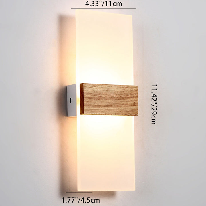 Zeitgenössische nordische runde Holz-Acryl-LED-Wandleuchte für das Wohnzimmer 