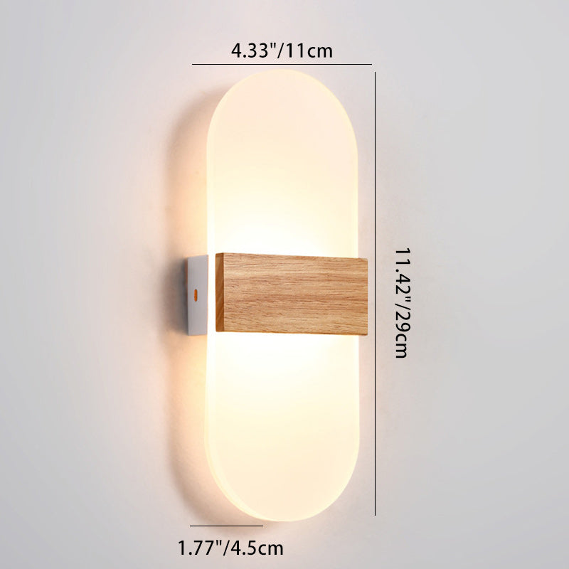 Applique murale LED en bois rond acrylique nordique contemporain pour salon 