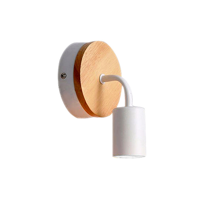 Moderne minimalistische runde Holz-Eisen-Wandleuchte mit 1 Licht für das Wohnzimmer 