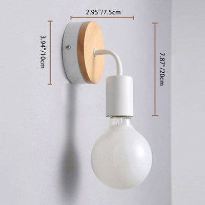 Applique murale moderne minimaliste ronde en bois et fer 1 lumière pour salon 