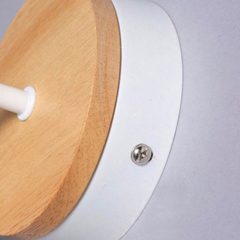 Moderne minimalistische runde Holz-Eisen-Wandleuchte mit 1 Licht für das Wohnzimmer 