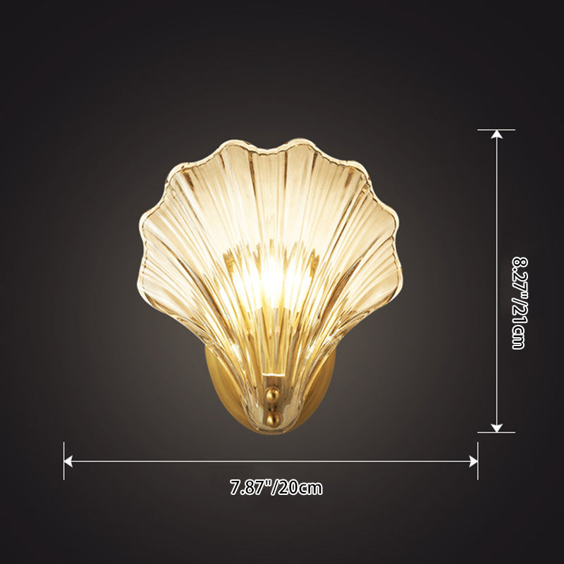 現代的な高級シェル銅ガラス1灯ウォールスコンスランプ（リビングルーム用） 