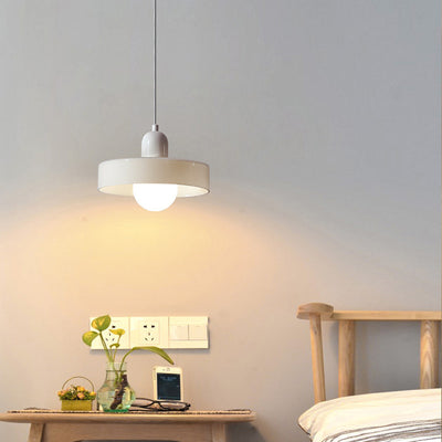 Zeitgenössische nordische runde Eisen-Glas 1-Licht Pendelleuchte für Wohnzimmer 