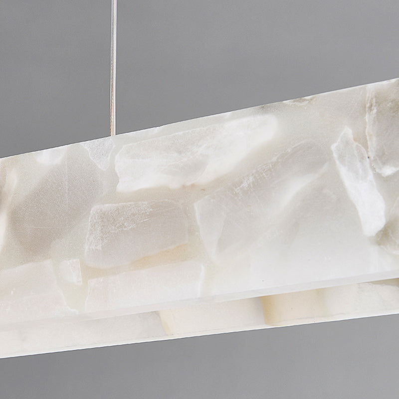 Lustre rectangulaire contemporain en fer et pierre avec LED pour salle à manger 