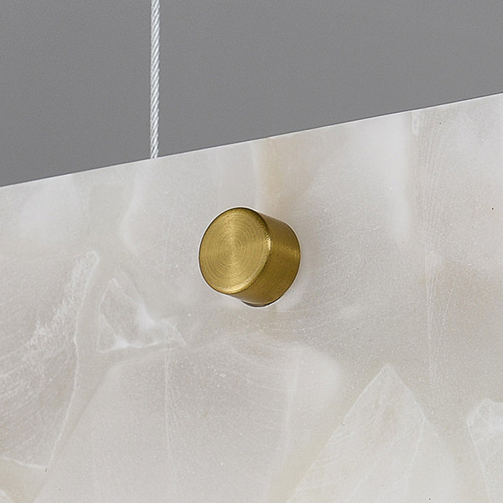 Lustre rectangulaire contemporain en fer et pierre avec LED pour salle à manger 