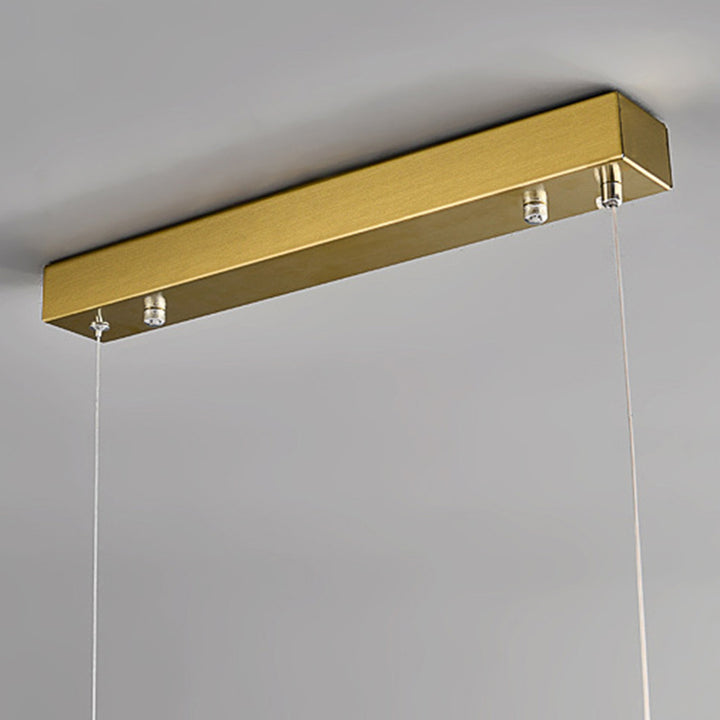 Lustre rectangulaire contemporain en fer et pierre avec LED pour salle à manger 