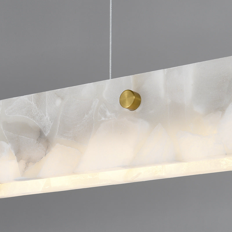 Lustre rectangulaire contemporain en fer et pierre avec LED pour salle à manger 