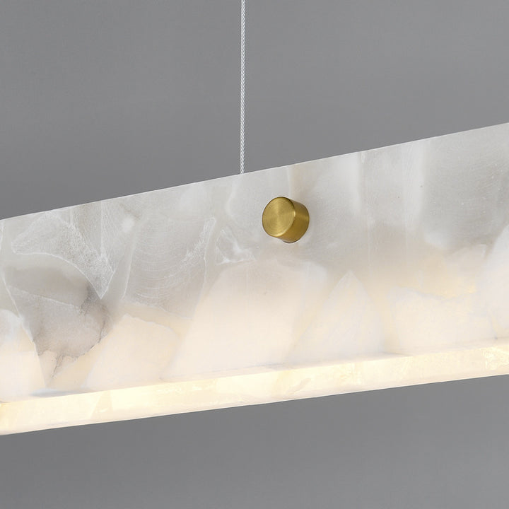 Lustre rectangulaire contemporain en fer et pierre avec LED pour salle à manger 