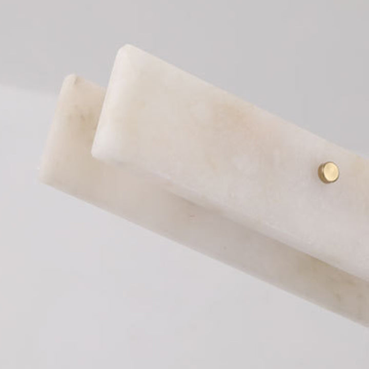 Lustre rectangulaire contemporain en fer et pierre avec LED pour salle à manger 