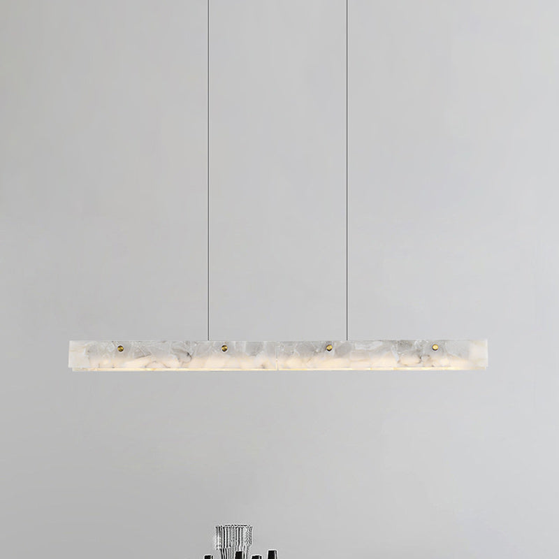 Lustre rectangulaire contemporain en fer et pierre avec LED pour salle à manger 