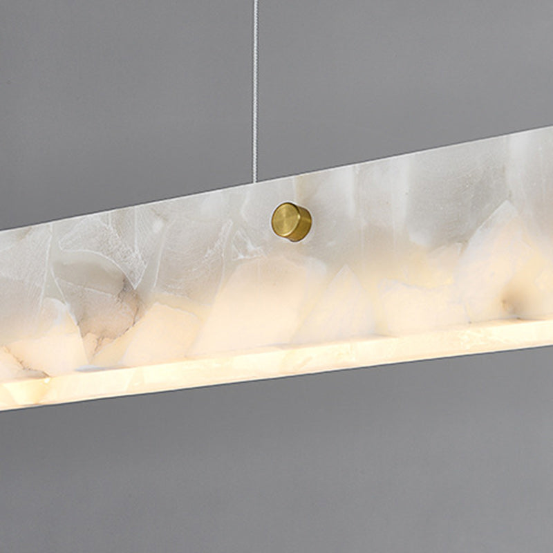 Lustre rectangulaire contemporain en fer et pierre avec LED pour salle à manger 